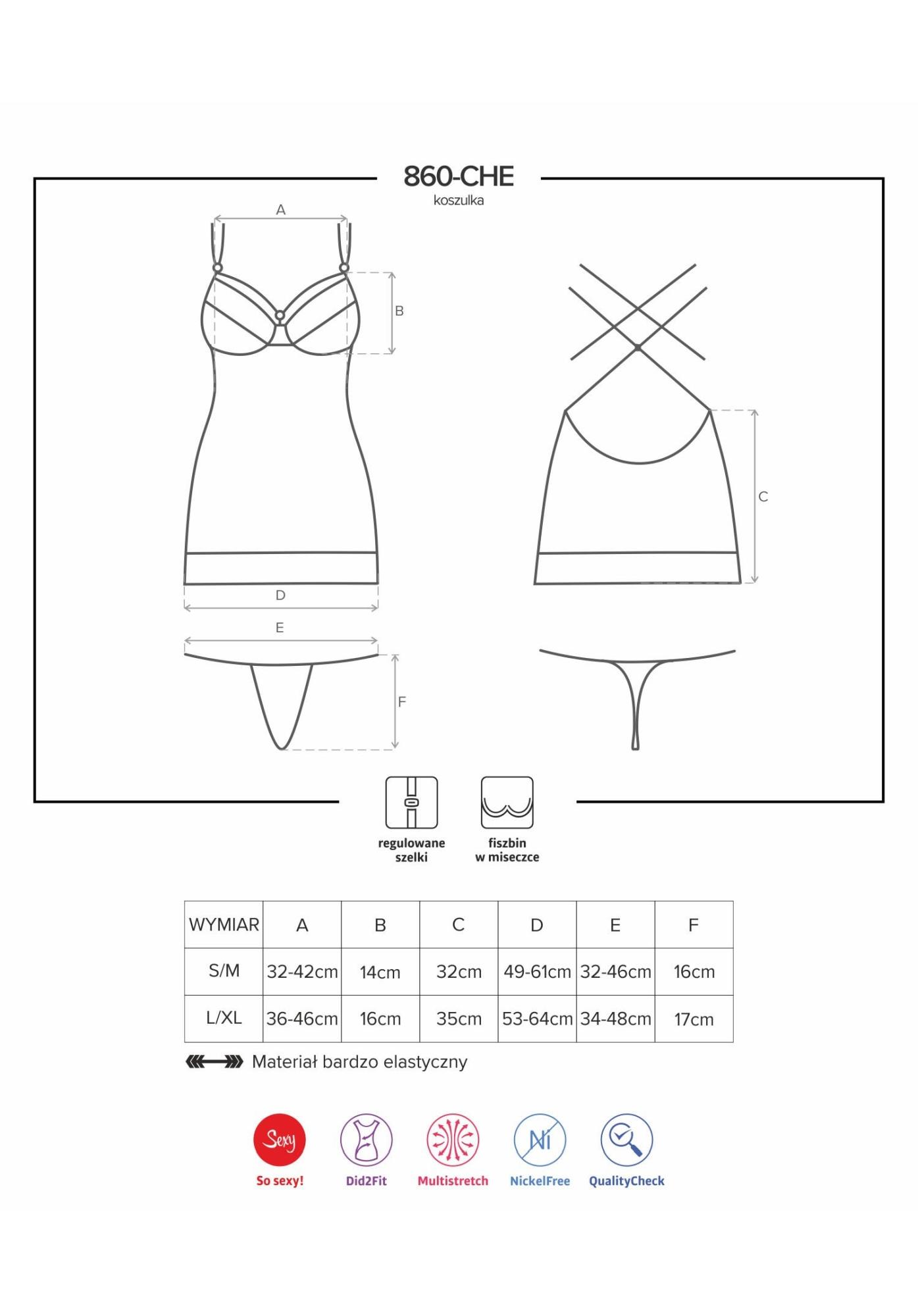860-che-1 koszulka i stringi czarna  m/l